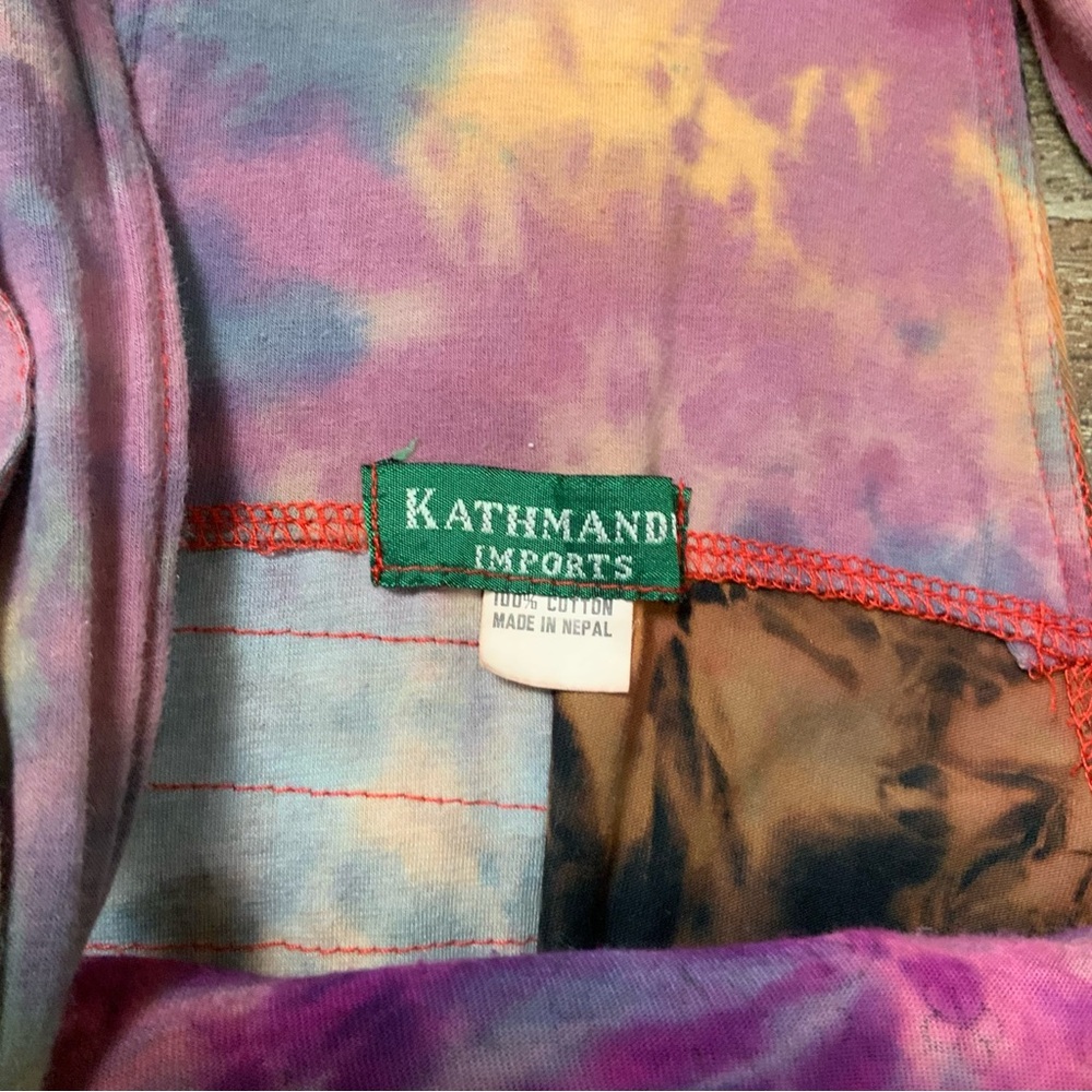 Tie Dye Razor Cut Patchwork Overalls Size OSFM - Picture 5 of 6